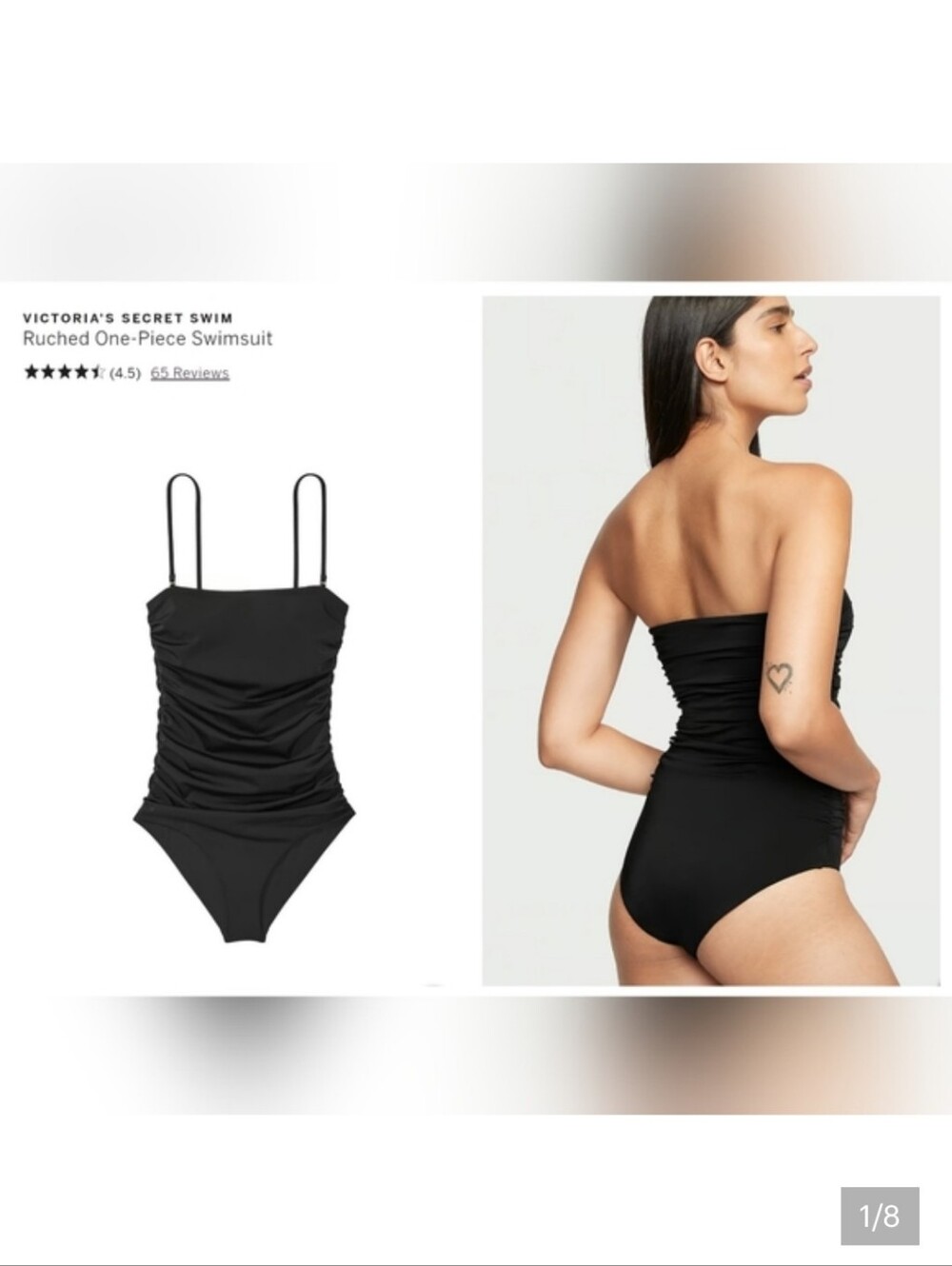 Victoria's secret swim very sexy ruched one-piece swimsuit XSMALL BLACK